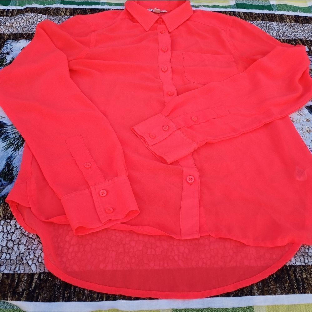 American Eagle Outfitters Women’s Small Blouse Shirt Sheer Button Up 1